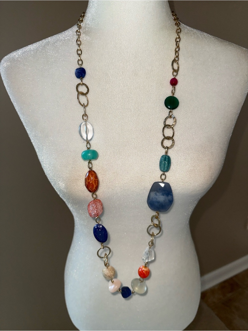 Chico’s Multi Color Statement Gold Tone Necklace.